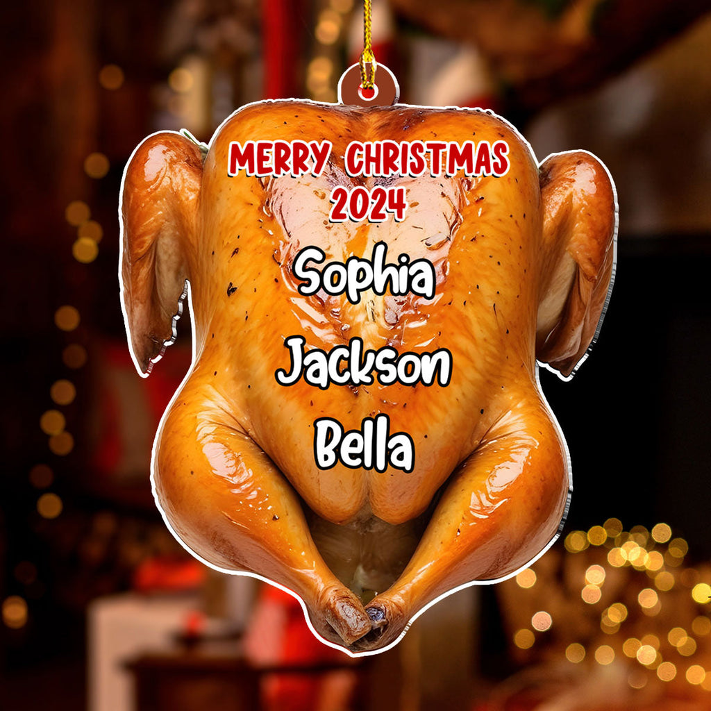 Custom Family Ornament, Christmas Gift for Family Members •  Family Chicken Merry Christmas - Personalized Acrylic Ornament