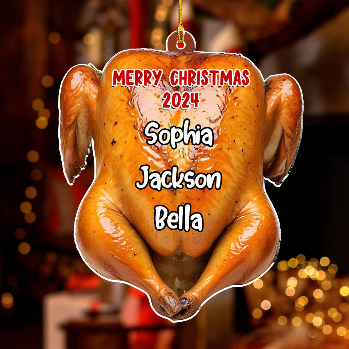 Custom Family Ornament, Christmas Gift for Family Members •  Family Chicken Merry Christmas - Personalized Acrylic Ornament