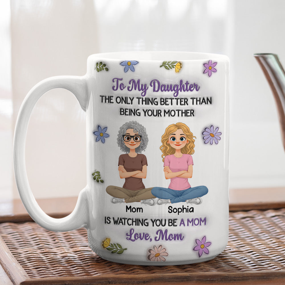 Custom Mother's Day Gift for Daughter • Linked Together New Style - Personalized 3D Inflated Effect Mug