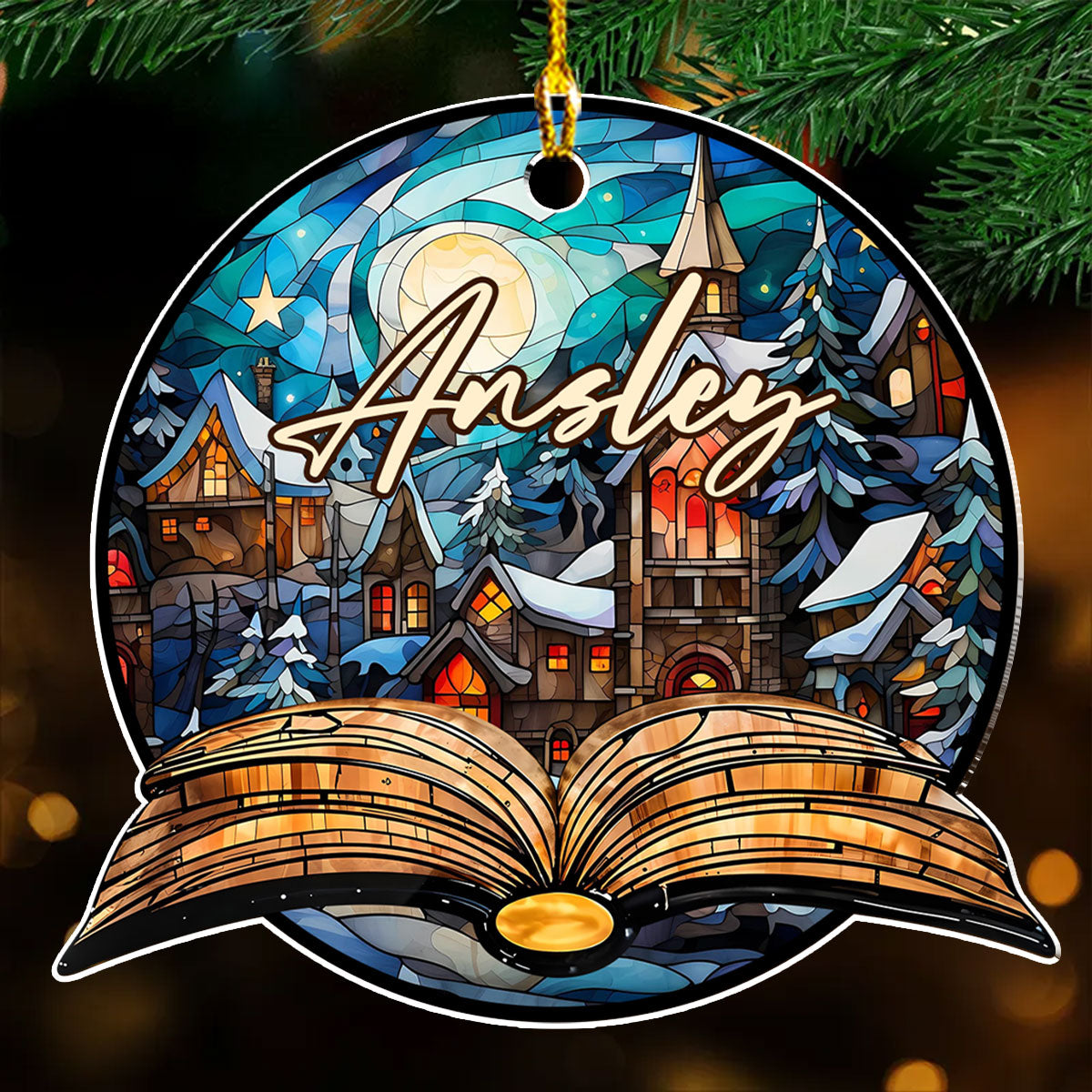 Custom Keepsake Christmas Ornament •  Fantasy Book Reader - Personalized Acrylic Ornament