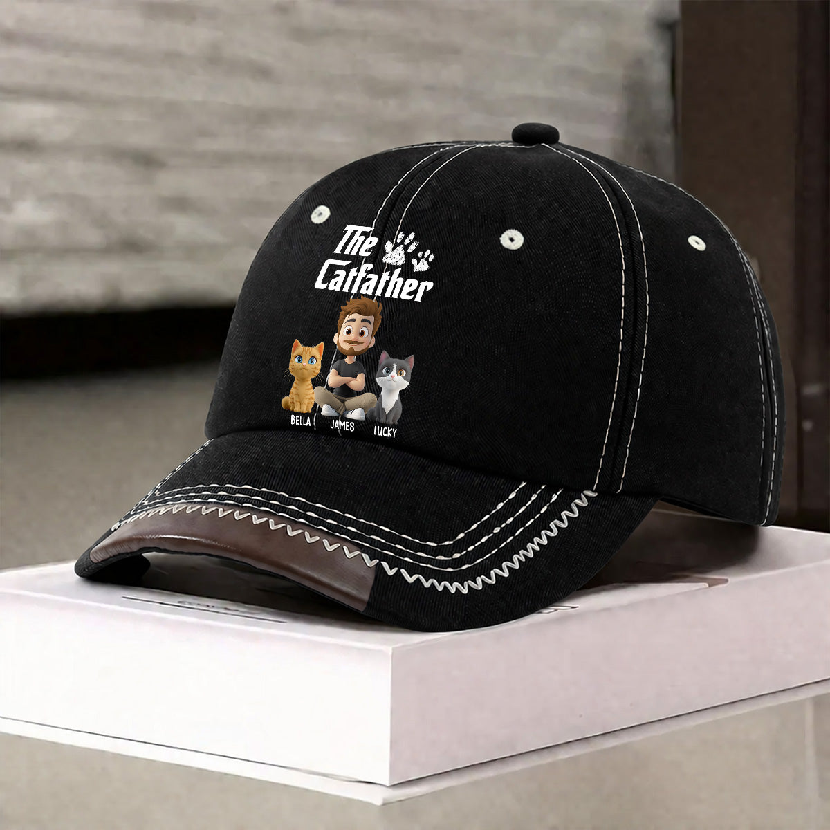 Cool Cat Father - Personalized Vintage Soft Baseball Cap