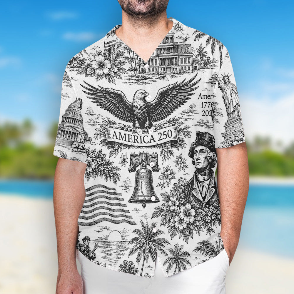 US 250 Anniversary Blue Toile - Personalized Hawaiian Shirt