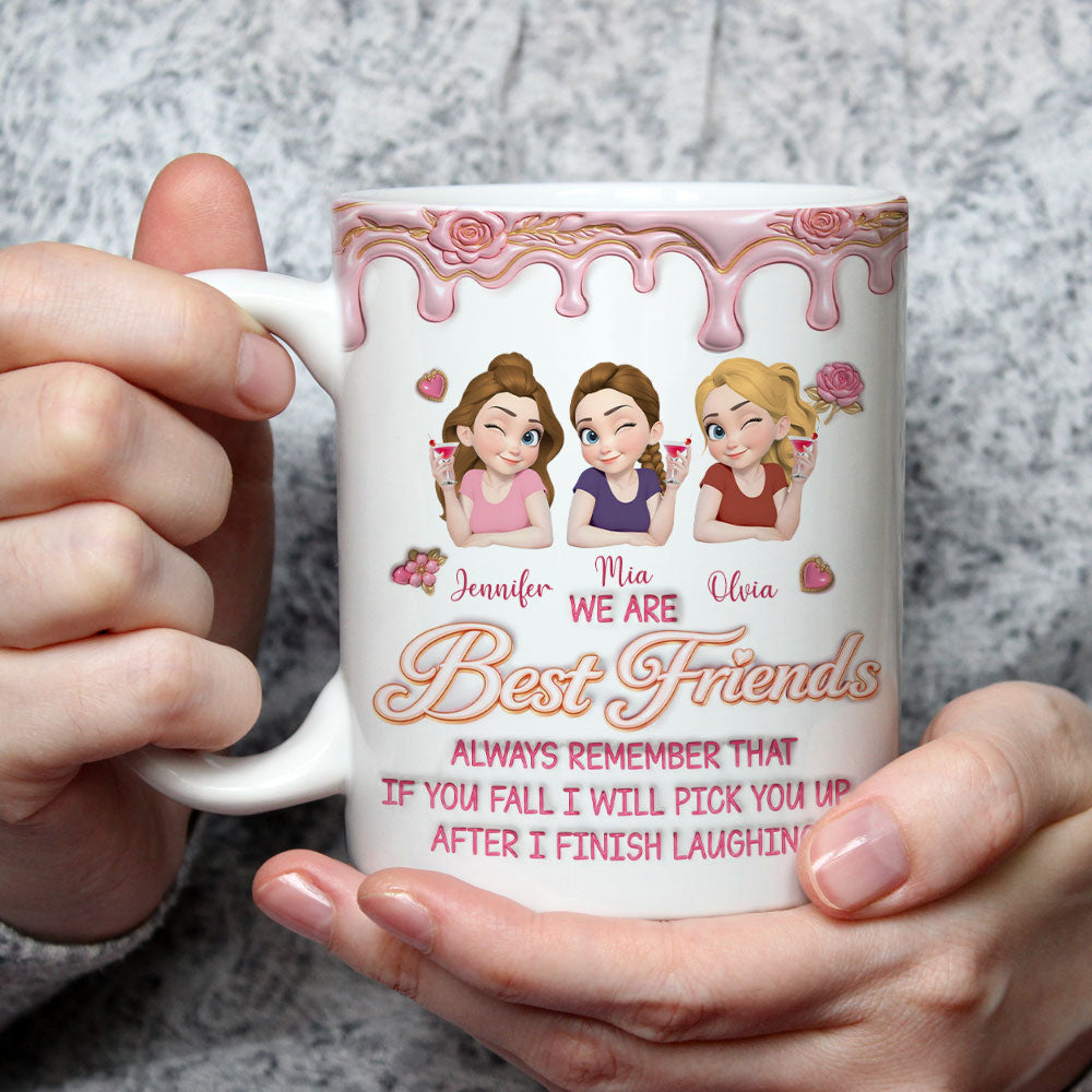 Custom Best Friend, Christmas & Birthday Friendship Keepsake Gift • If You Fall You Have Me - Personalized 3D Effect Mug