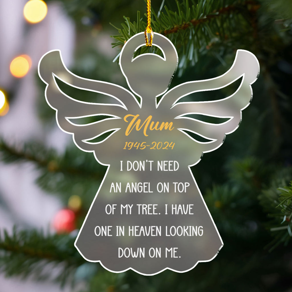 Custom Memorial Christmas Ornament, Sympathy Keepsake •  My Angel - Personalized Frosted Acrylic Ornament