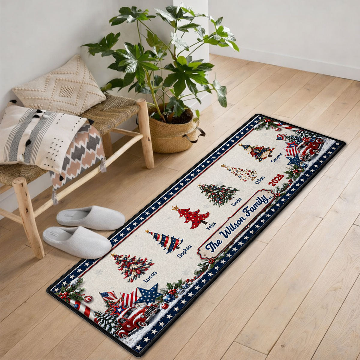 Custom Family Name Christmas Rug, Holiday Gift For Family Members • Christmas Family - Personalized Runner Rug