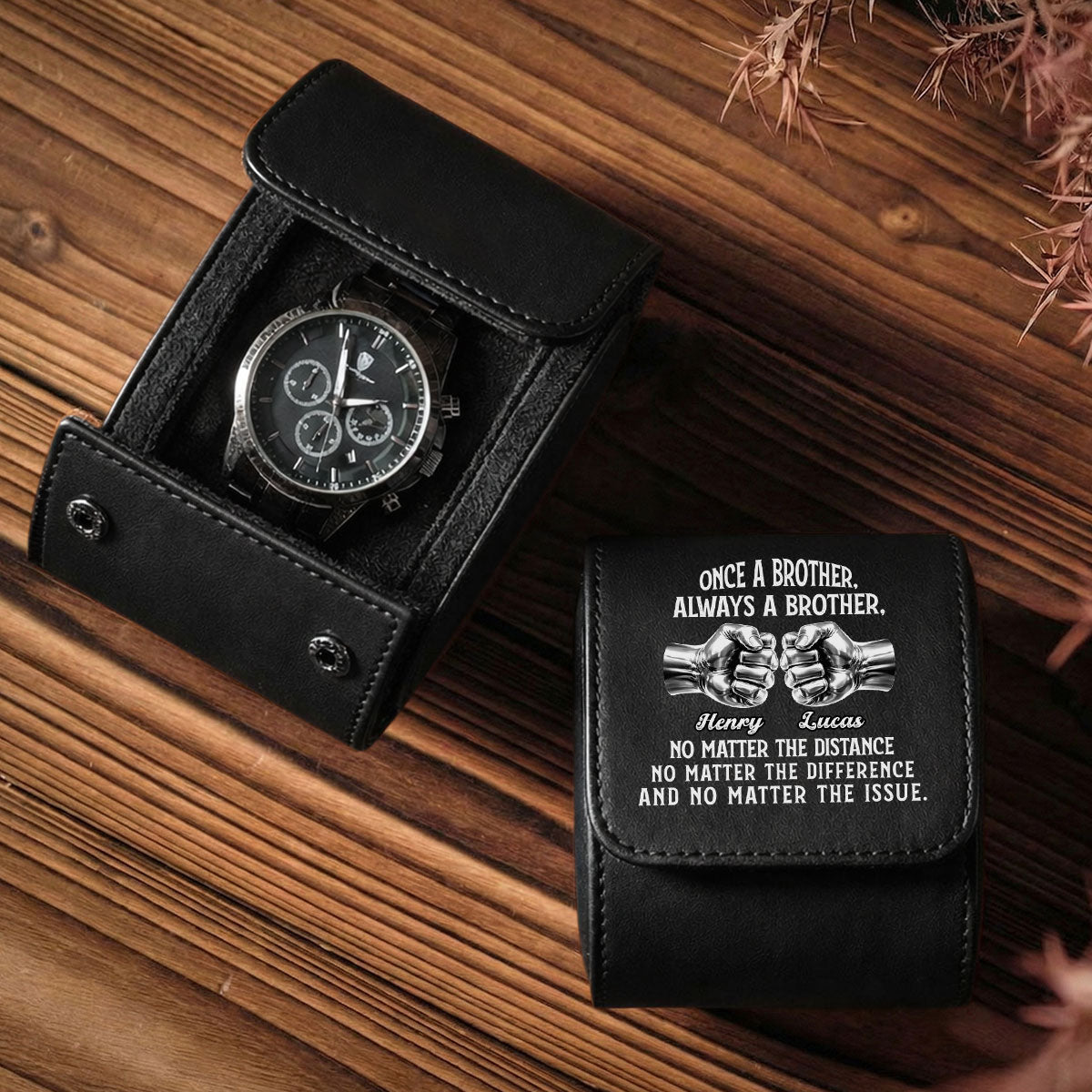 Always My Brother - Personalized Leather Watch Case