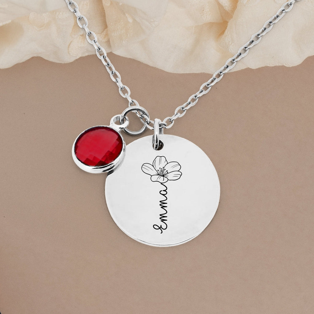 Name Flower - Personalized Birthstone Necklace