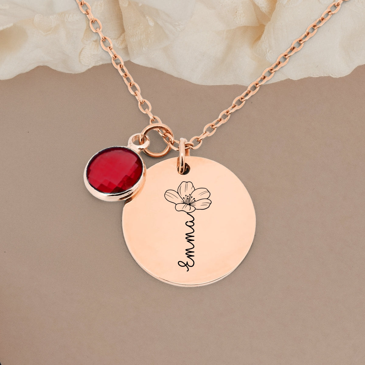 Name Flower - Personalized Birthstone Necklace