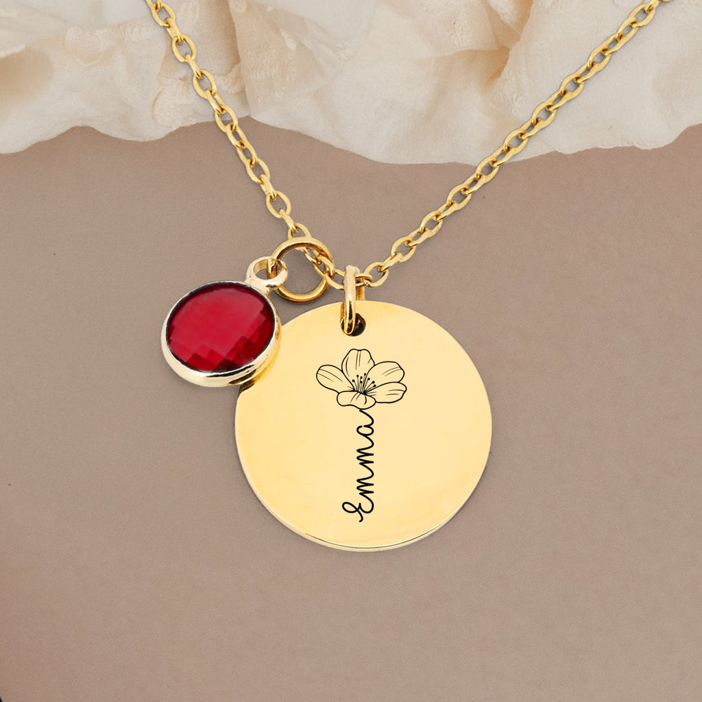 Name Flower - Personalized Birthstone Necklace