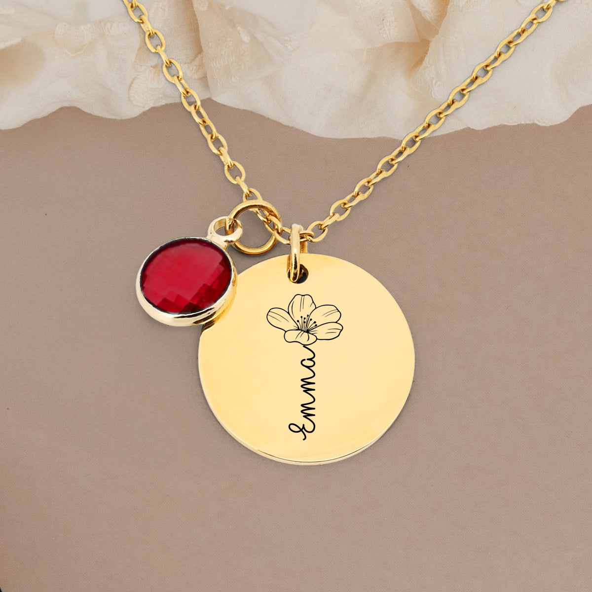 Name Flower - Personalized Birthstone Necklace