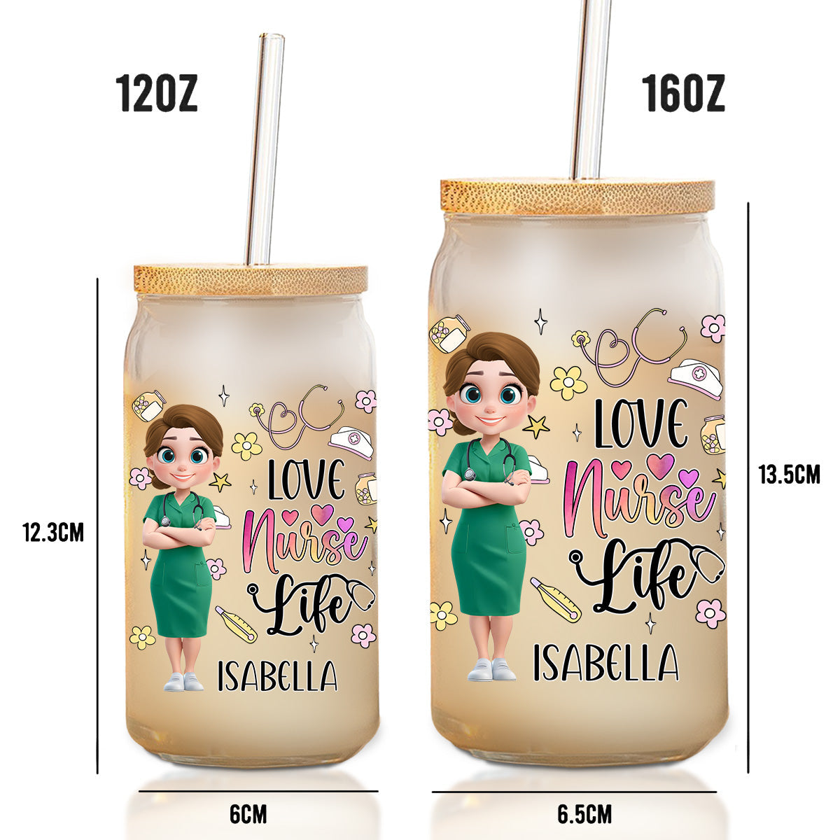 Love Nurse Life - Personalized Glass Can