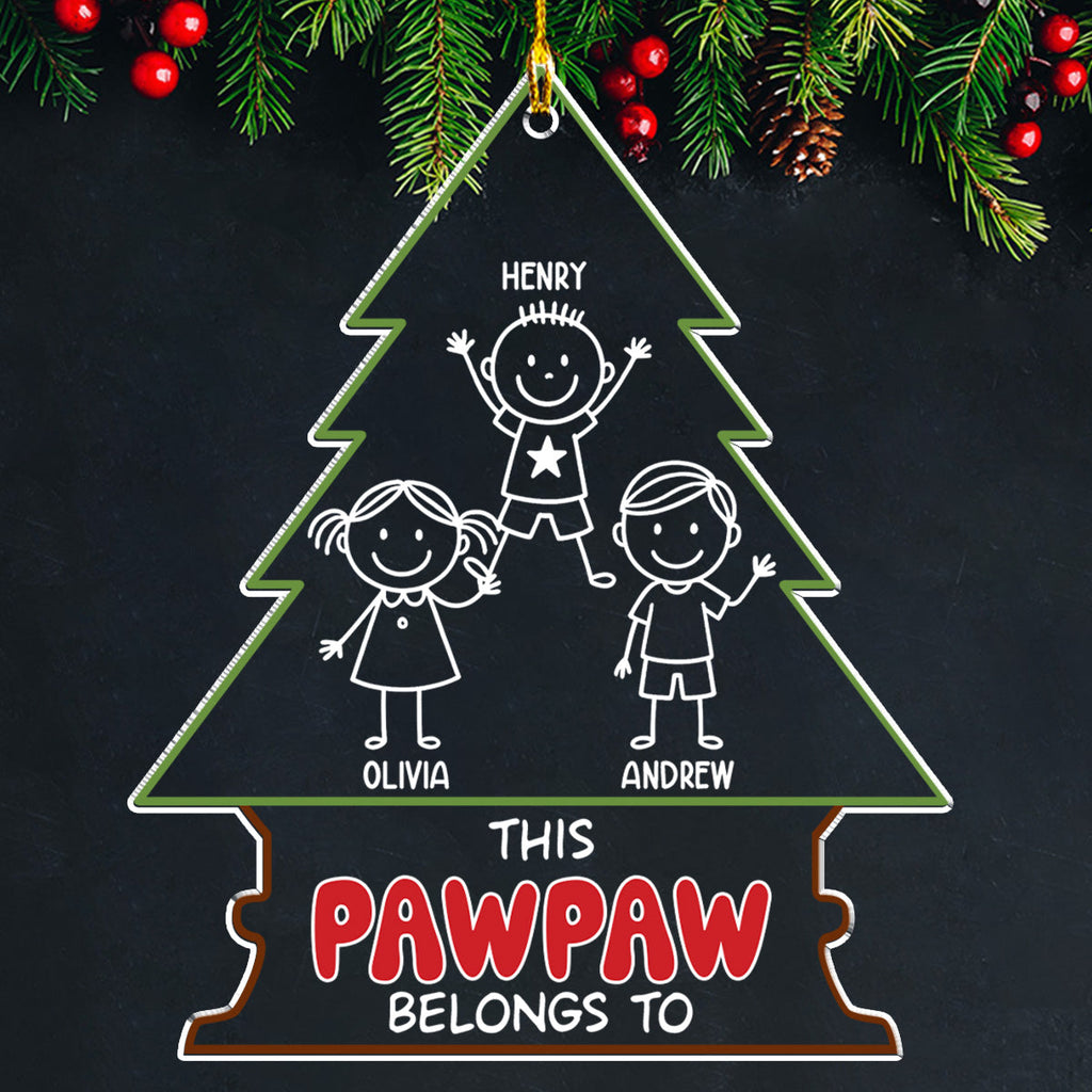 Custom Family Ornament, Christmas Gift for Family Members •  Grandpa Belongs To - Personalized Acrylic Ornament