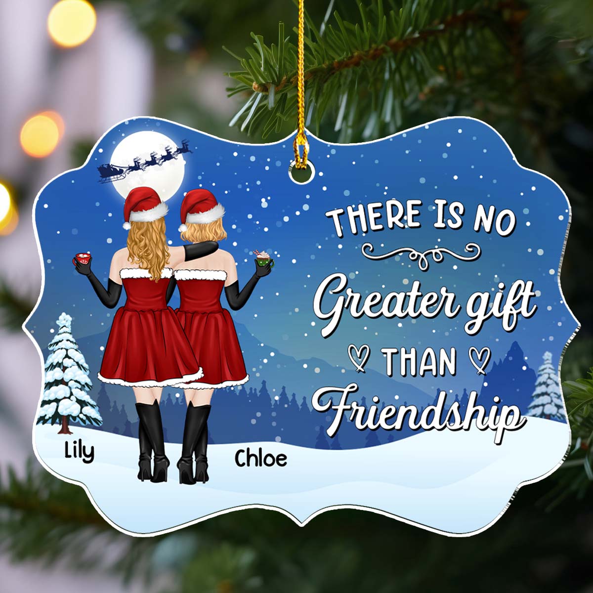 Custom Friendship Christmas Ornament, Best Friend Gift •  Beautiful Friendship - Personalized Acrylic Ornament