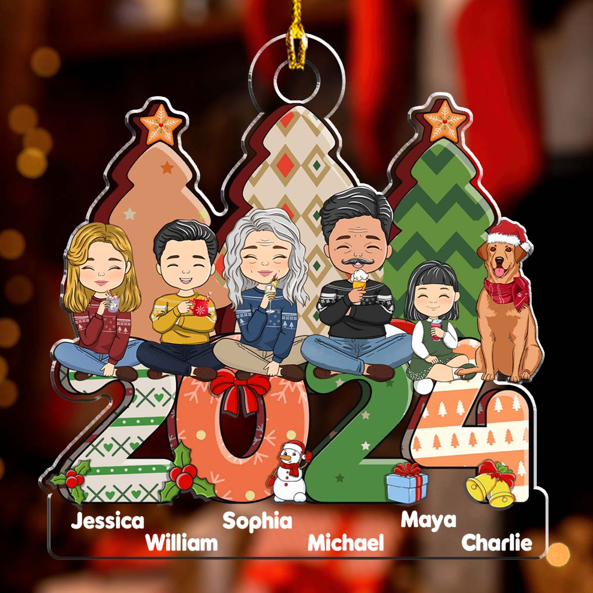 Custom Family Ornament, Christmas Gift for Family Members •  Family Christmas Gift - Personalized Acrylic Ornament