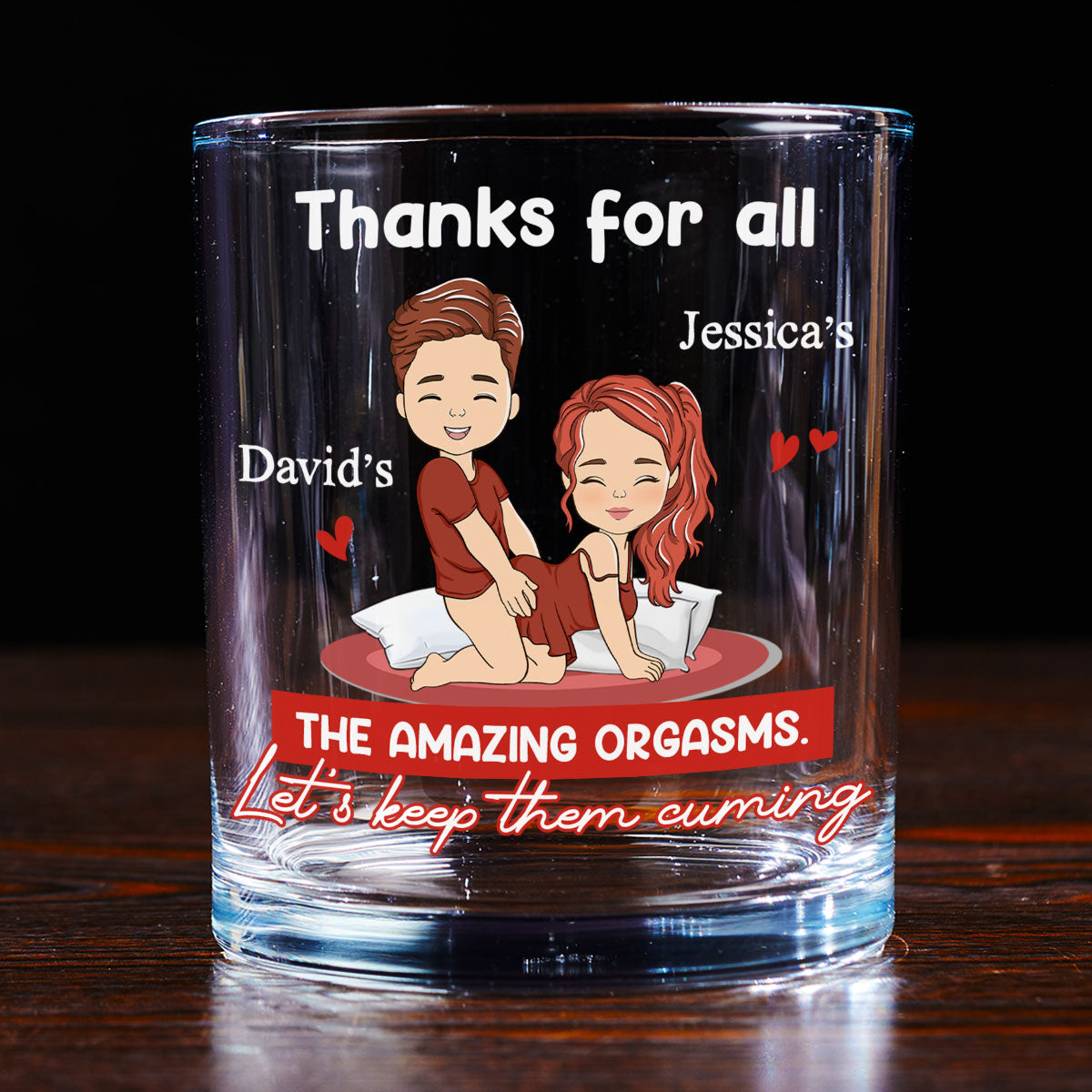 Custom Christmas Anniversary Birthday Drinkware Gifts for Couple • Thanks For All The Good Things - Personalized Whiskey Glass
