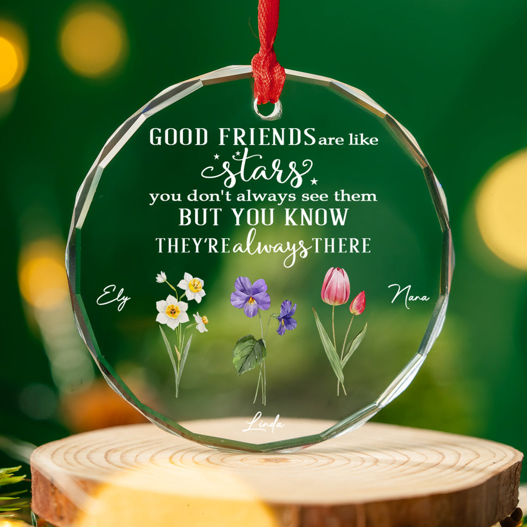 Custom Friendship Christmas Ornament, Best Friend Gift •  Friends Like Stars - Personalized Glass Ornament
