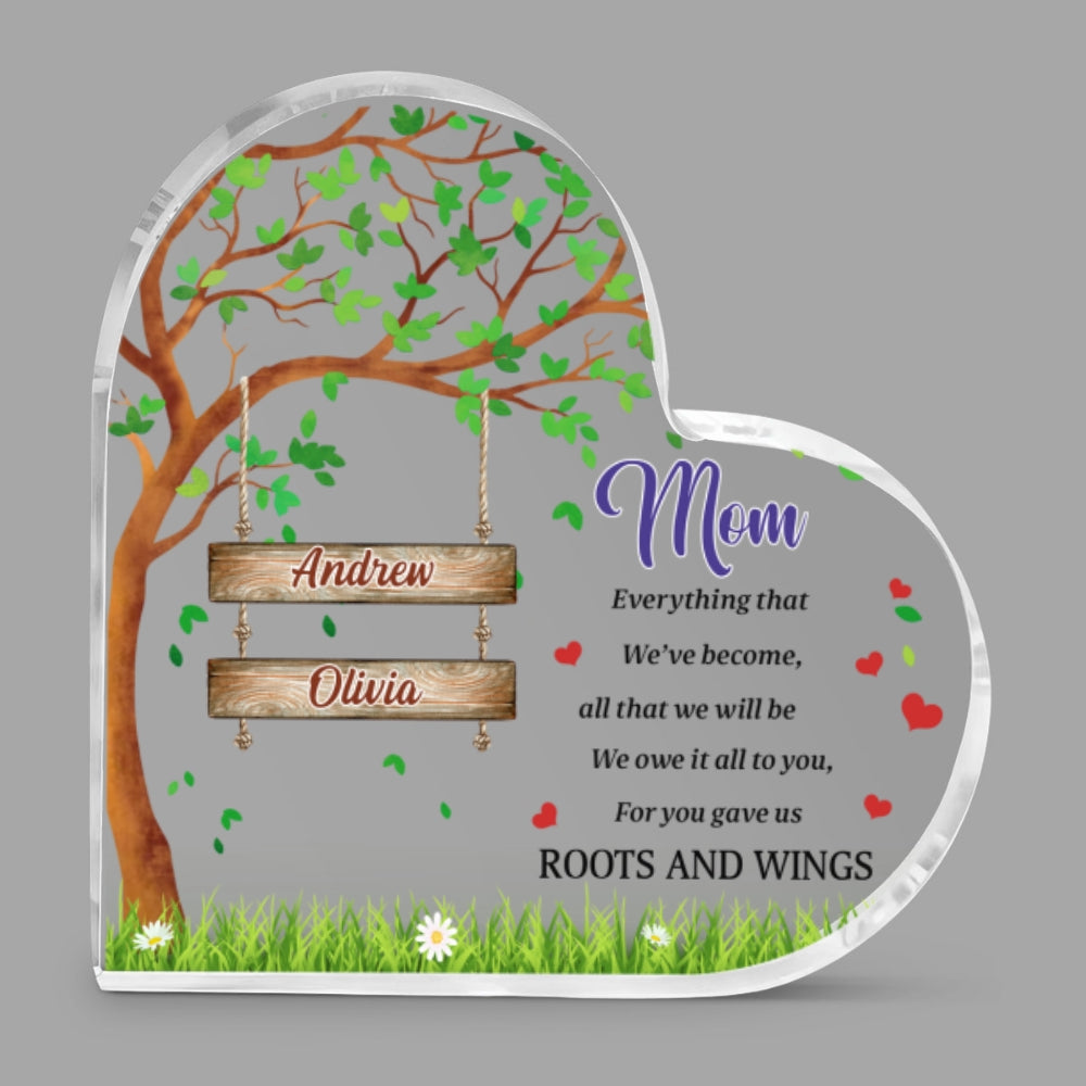 Custom Mother's Day Decor, Gift for Mom & Grandma • You Gave Us Roots And Wings - Personalized Acrylic Plaque