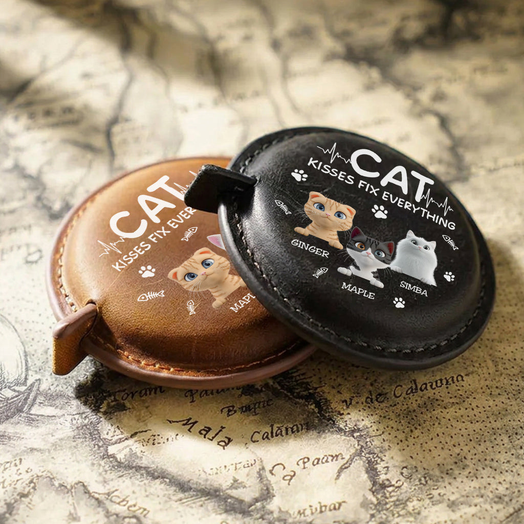 Cat Kisses - Personalized Leather Tape Measure