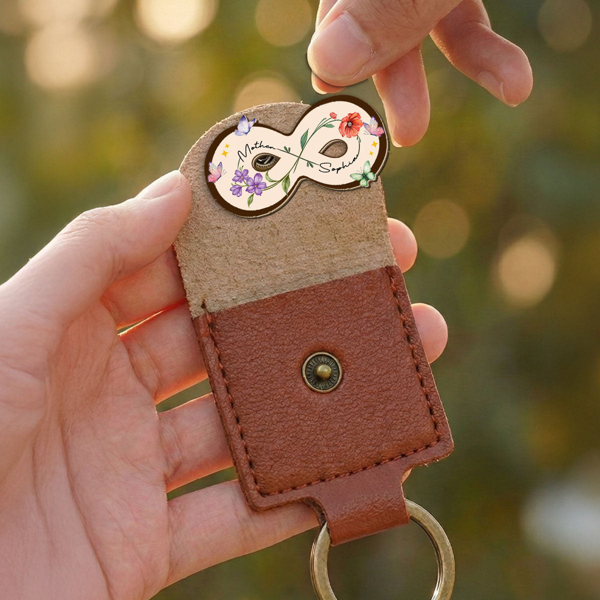 Custom Coin Keychain for Daughter Mom, Mother's Day Birthday Gifts • Mother And Daughter Forever Linked Together - Personalized Wooden Pocket Hug