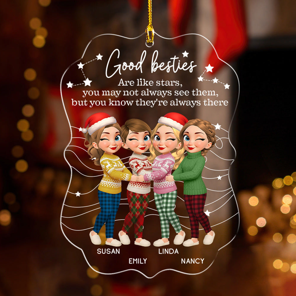 Custom Friendship Christmas Ornament, Best Friend Gift •  Friends Like Stars Always There - Personalized Acrylic Ornament