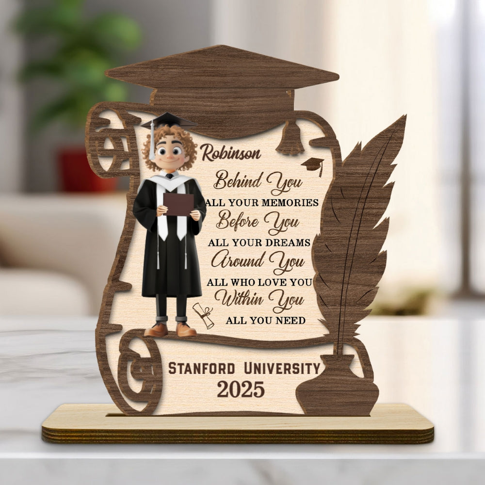 Custom Family Decor, Christmas Birthday Family Keepsake • All Your Dreams Come True - Personalized 2-Layer Wood Plaque With Flat Base