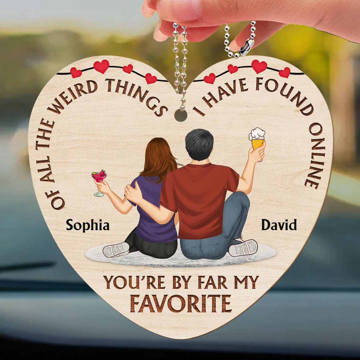 Of All The Weird Things - Personalized Wood Car Ornament