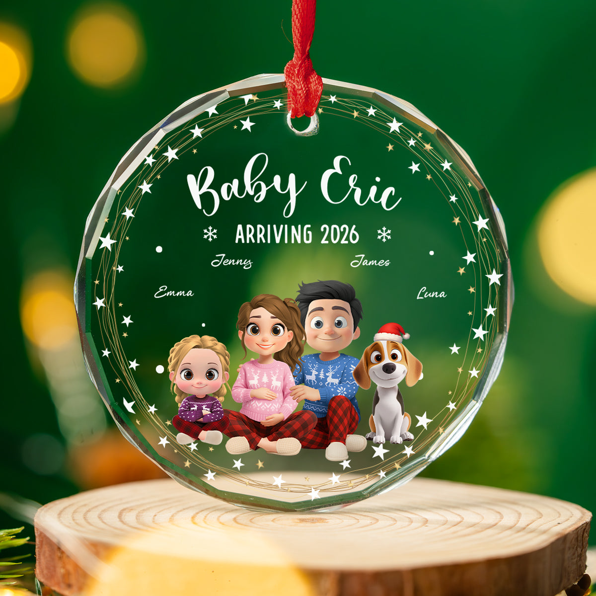 Custom Family Ornament, Christmas Gift for Family Members •  We Are Waiting For You - Personalized Glass Ornament