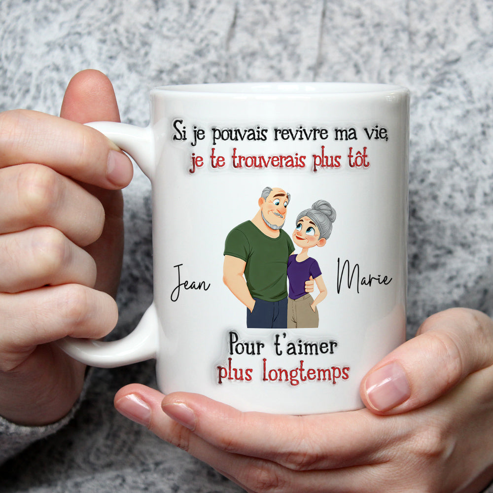 Custom Anniversary Keepsake Gifts For Couple • Je t’aime tellement – Mug personnalisé avec effet 3D gonflé