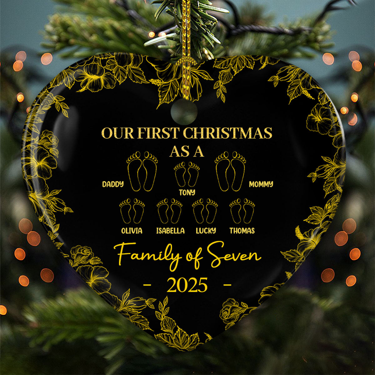 Custom Family First Christmas Ornament •  First Christmas Together - Personalized Ceramic Ornament