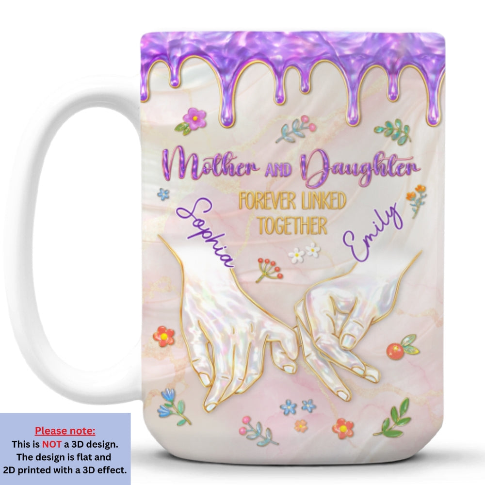 Custom Mother's Day Gift for Mom & Grandma • Forever Linked Together - Personalized 3D Inflated Effect Mug