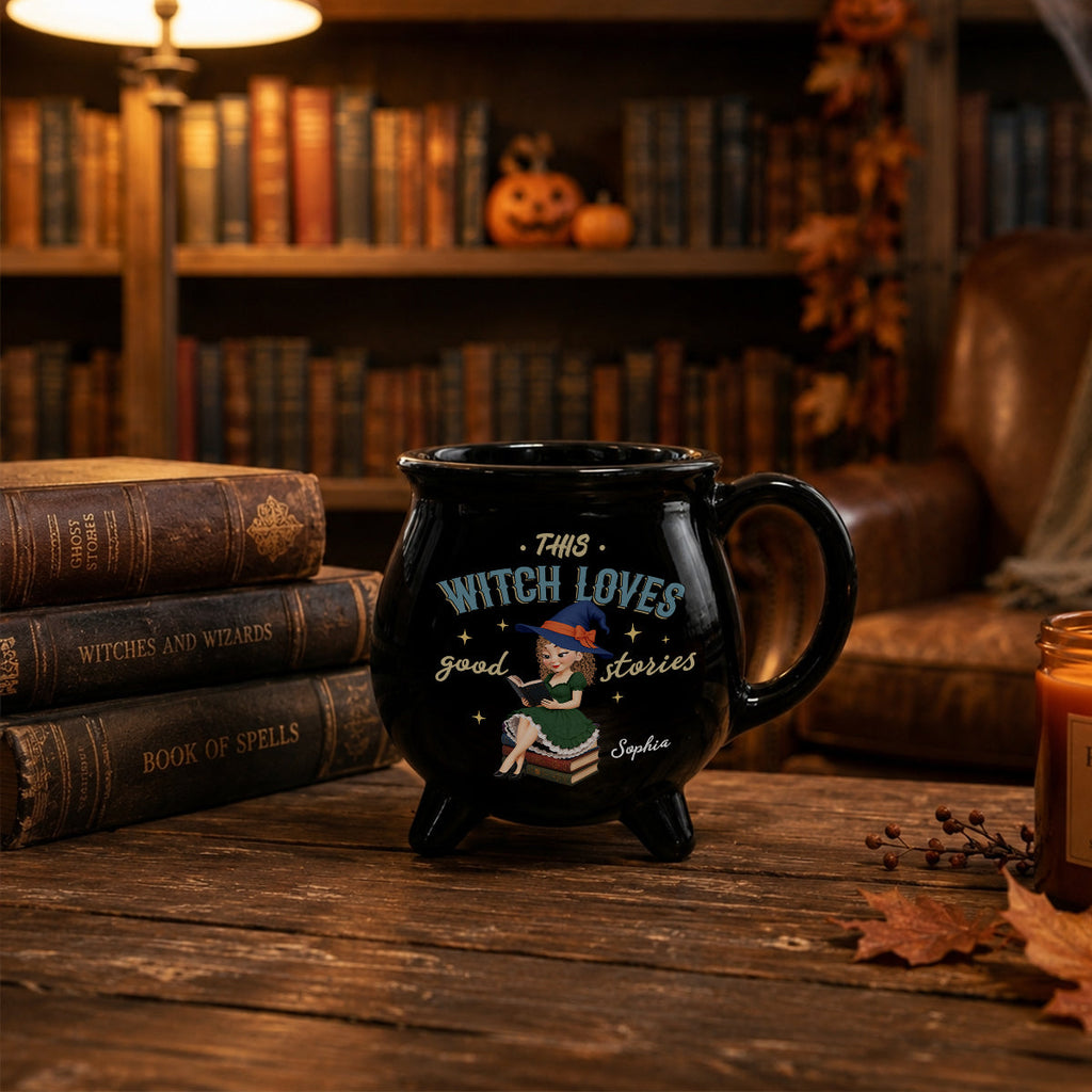 This Witch Loves Her Books - Personalized Cauldron Mug