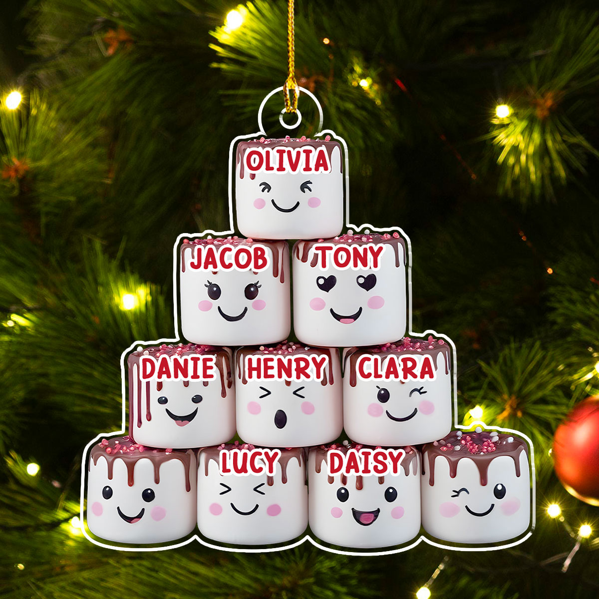 Custom Family Ornament, Christmas Gift for Family Members •  Marshmallow Family - Personalized Acrylic Ornament