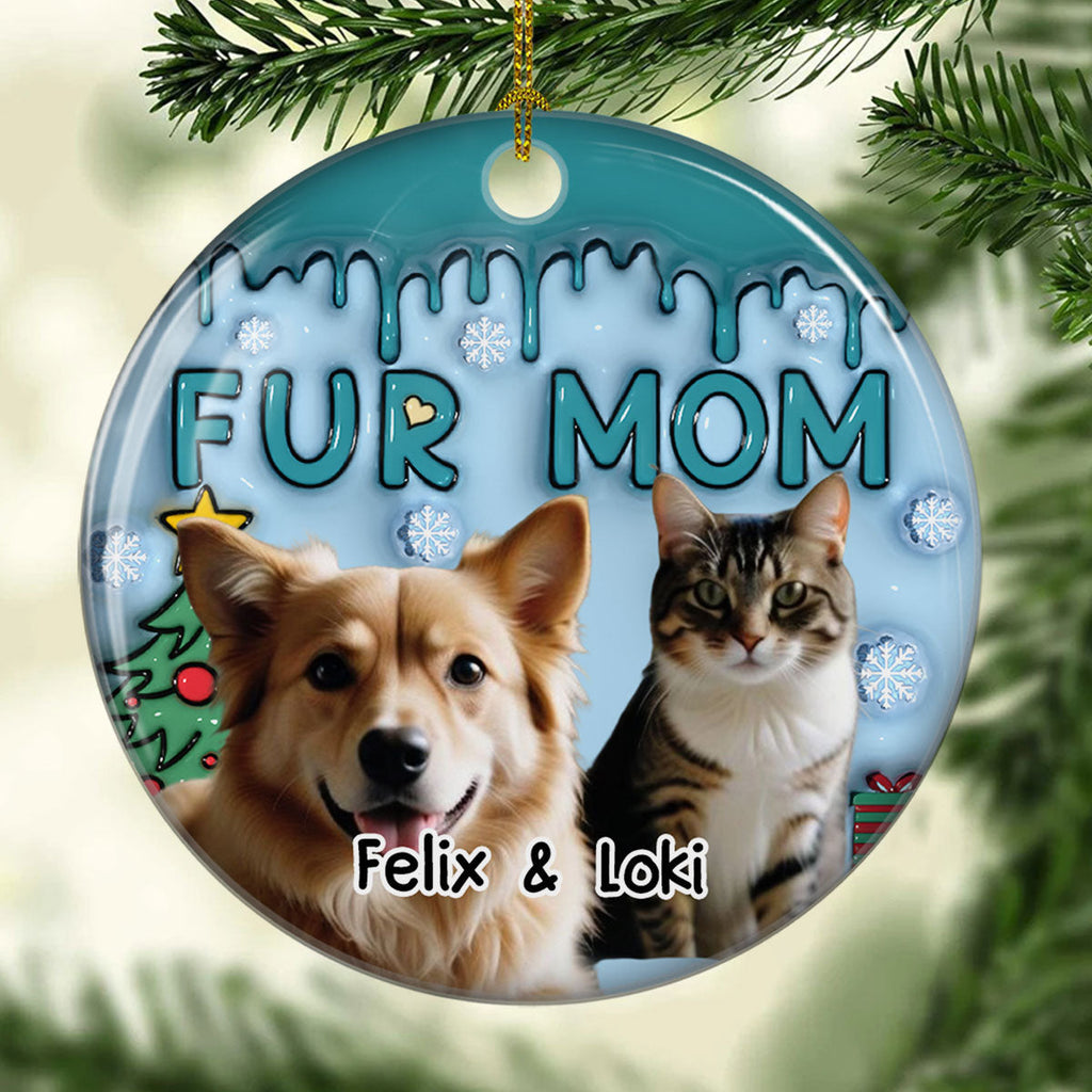 Custom Photo Keepsake Christmas Ornament • Me And Lovely Pet Photo - Personalized 3D Inflated Effect Ceramic Ornament