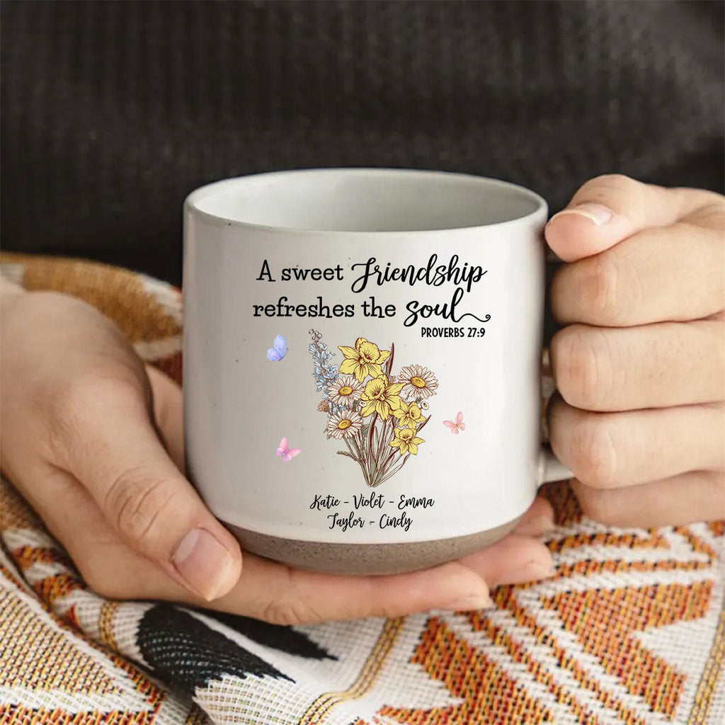 Custom Best Friend, Christmas & Birthday Friendship Keepsake Gift • Friendship Refreshes The Soul - Personalized Pottery Mug