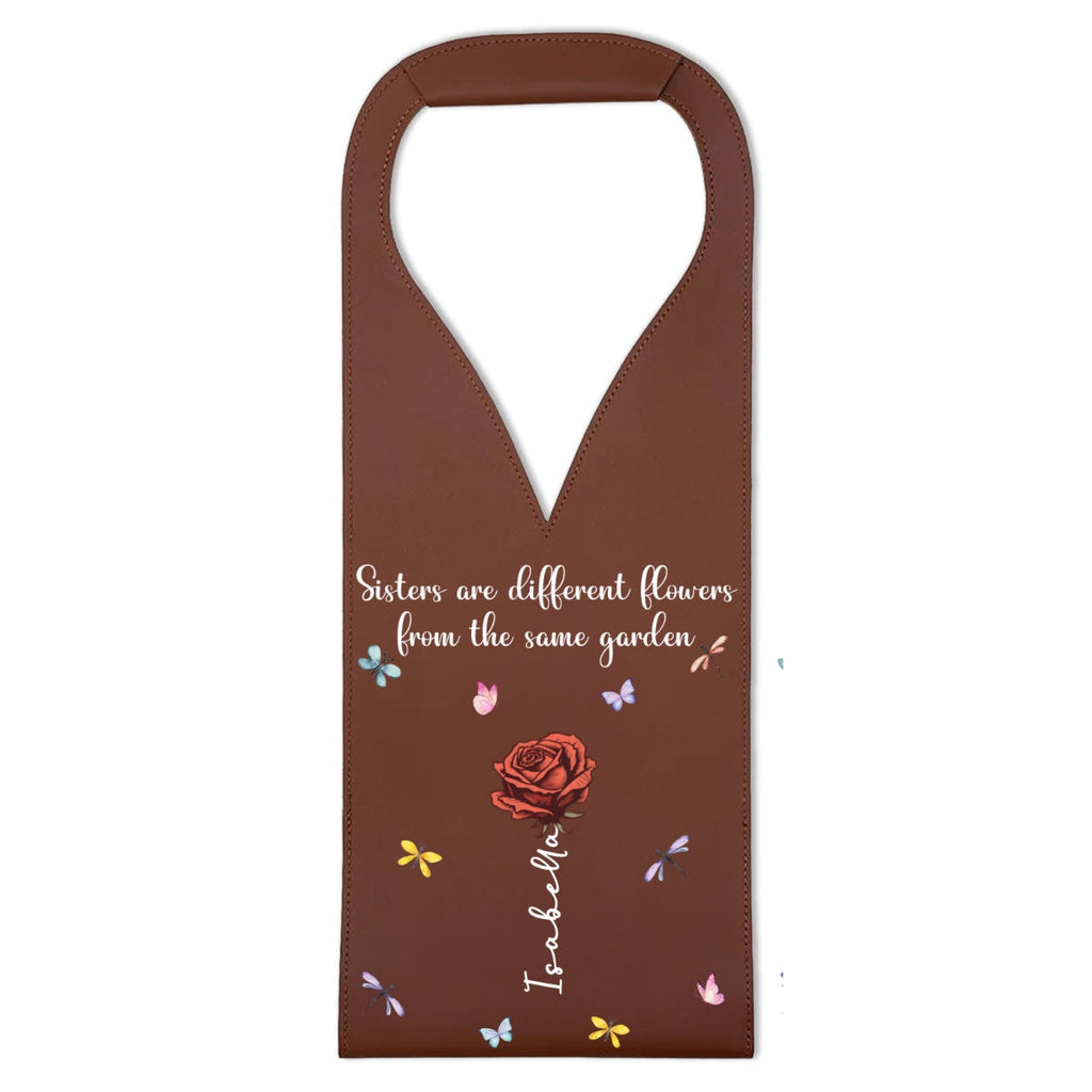 Sisters Are Different Flowers - Personalized Leather Wine Bag