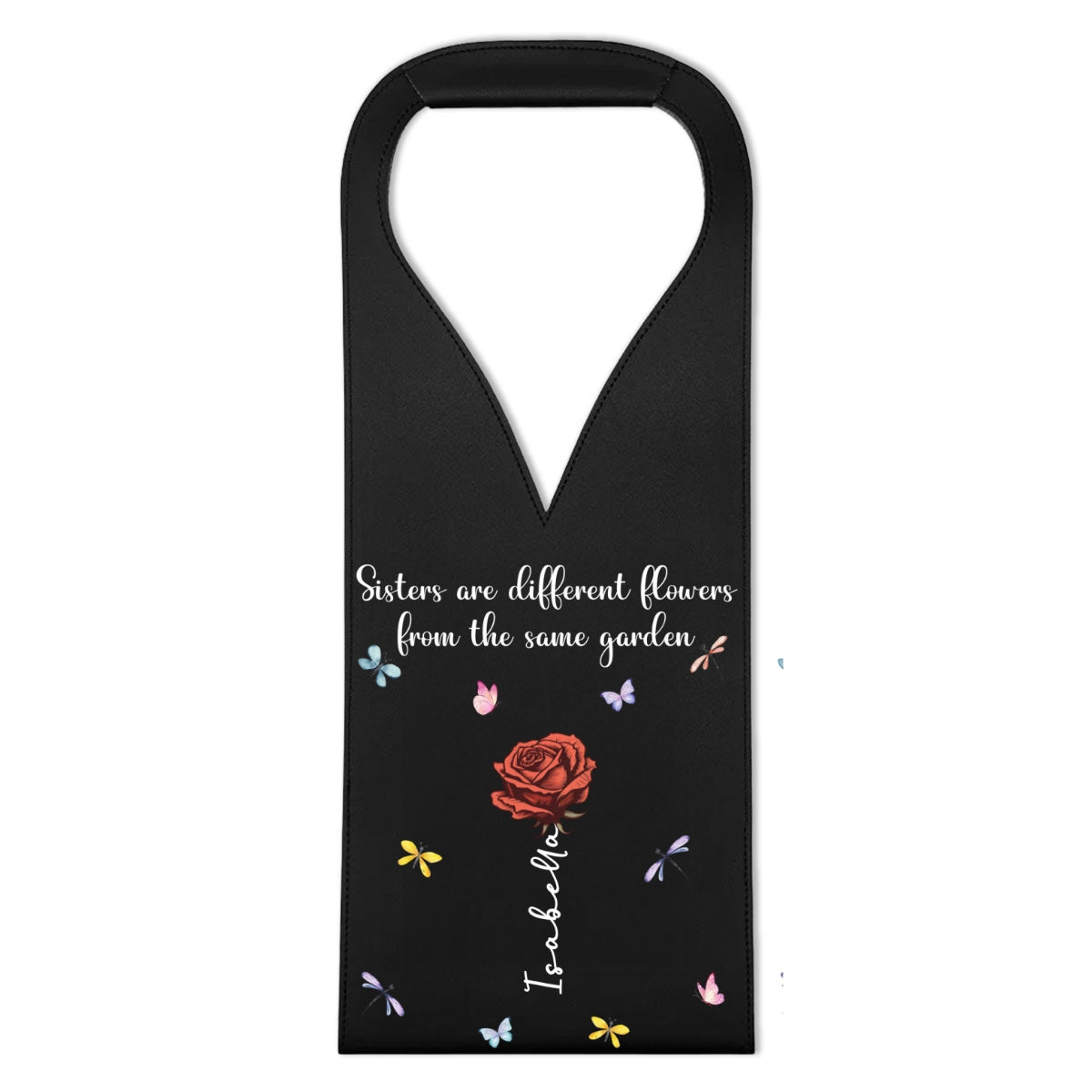 Sisters Are Different Flowers - Personalized Leather Wine Bag