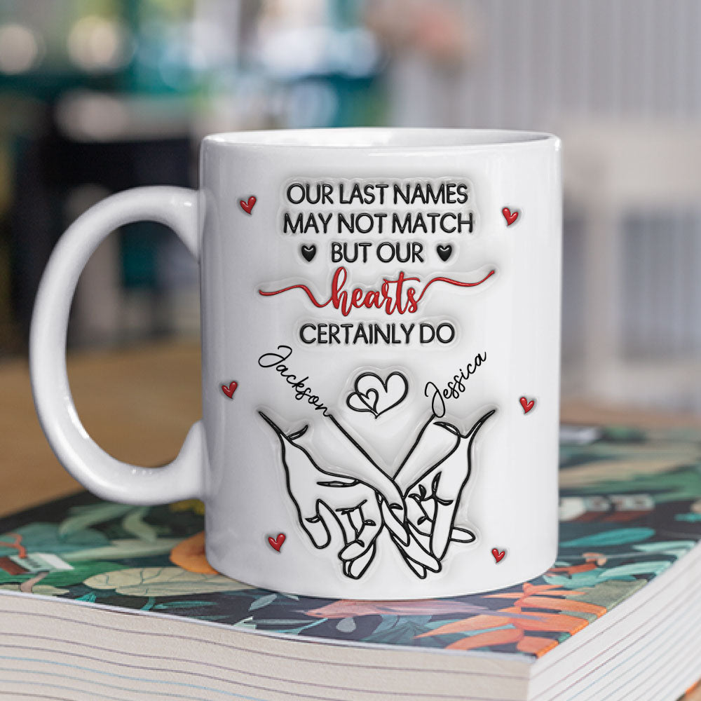 Custom Anniversary Keepsake Gifts For Couple • Our Hearts Truly Match - Personalized 3D Inflated Effect Mug