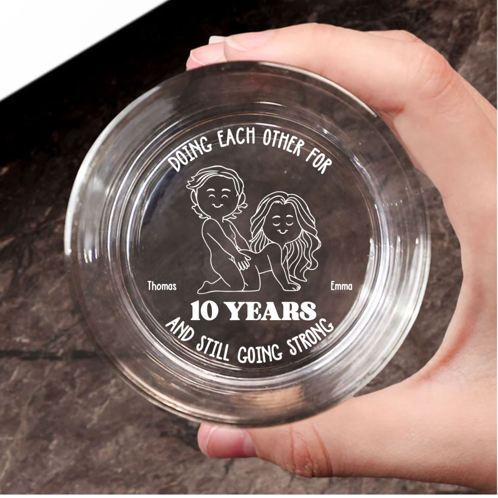 Custom Christmas Anniversary Birthday Drinkware Gifts for Couple • Doing Each Other - Personalized Engraved Whiskey Glass