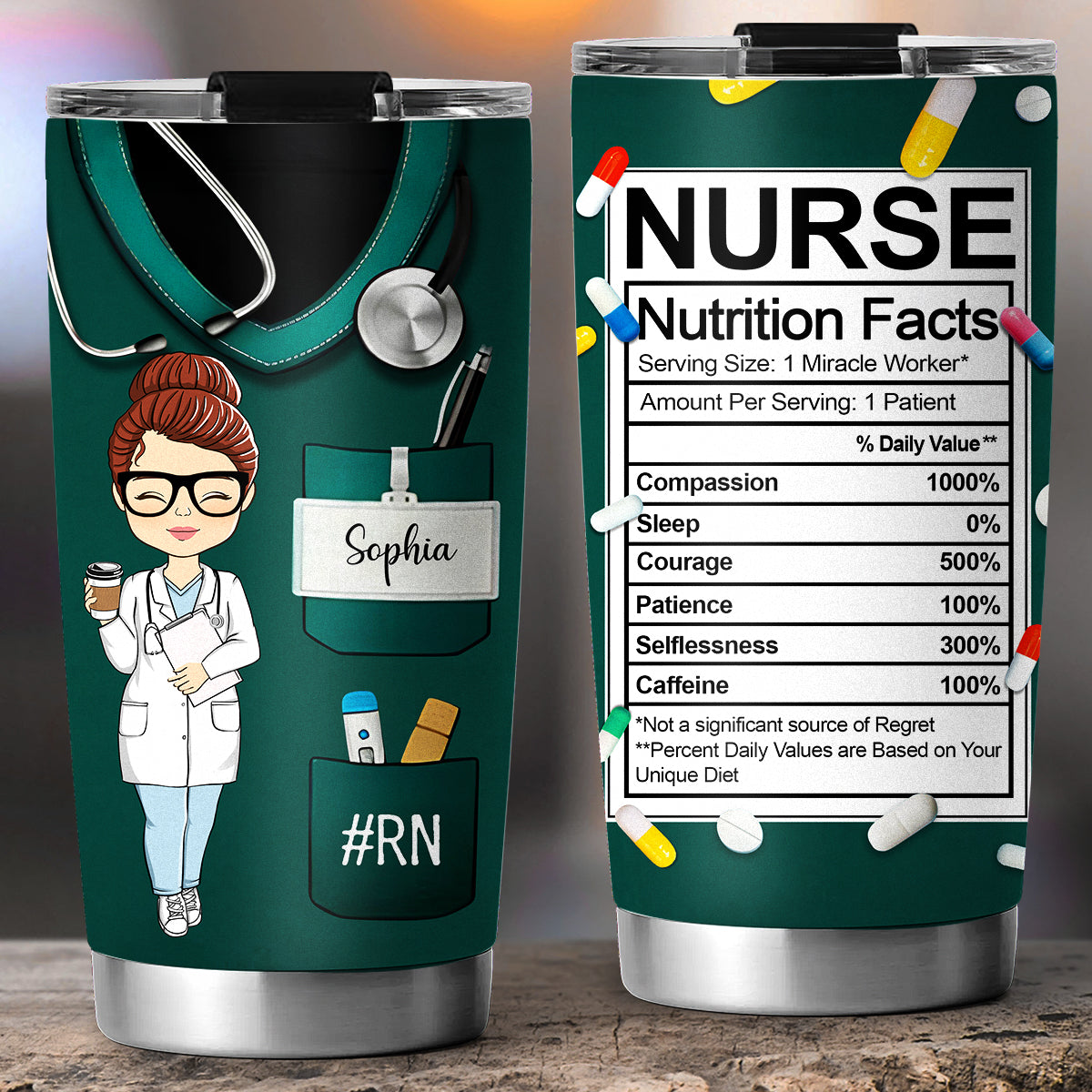 Custom Christmas Birthday Gifts For Best Friend • Nurse Nutrition Facts - Personalized Tumbler