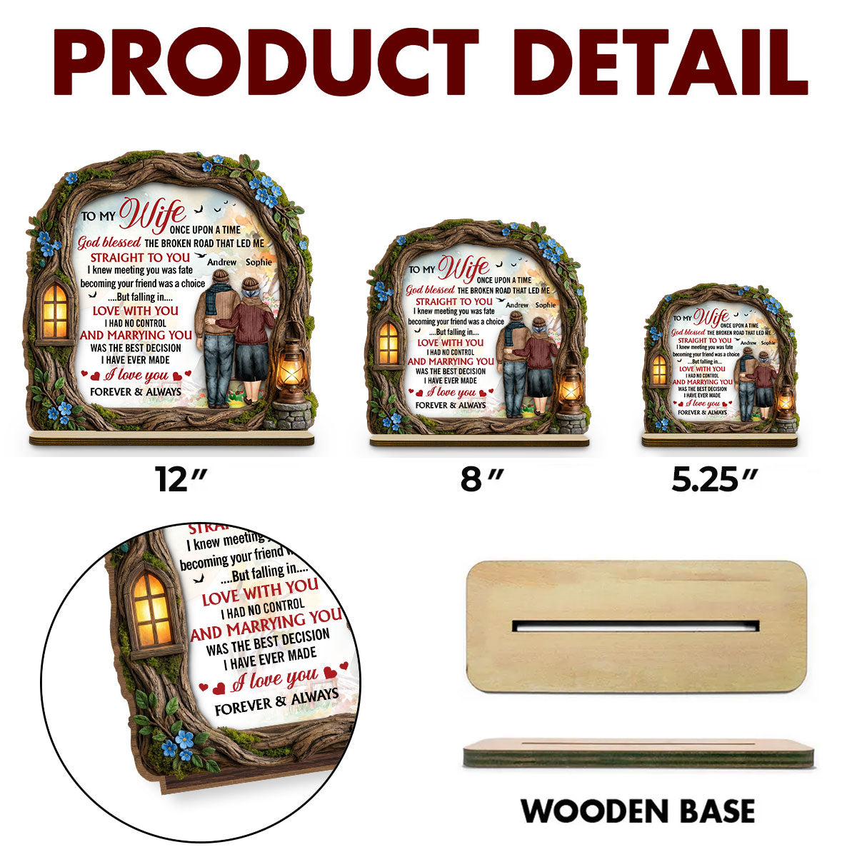 Custom Decor for Wife, Gift for Her • Led Me To You - Personalized 2-Layer Wood Plaque With Flat Base