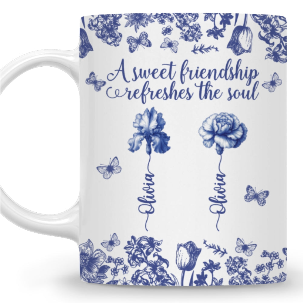 Custom Best Friend, Christmas & Birthday Friendship Keepsake Gift • A Sweet Friendship Toile - Personalized Coffee Mug