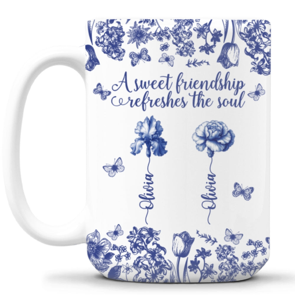 Custom Best Friend, Christmas & Birthday Friendship Keepsake Gift • A Sweet Friendship Toile - Personalized Coffee Mug