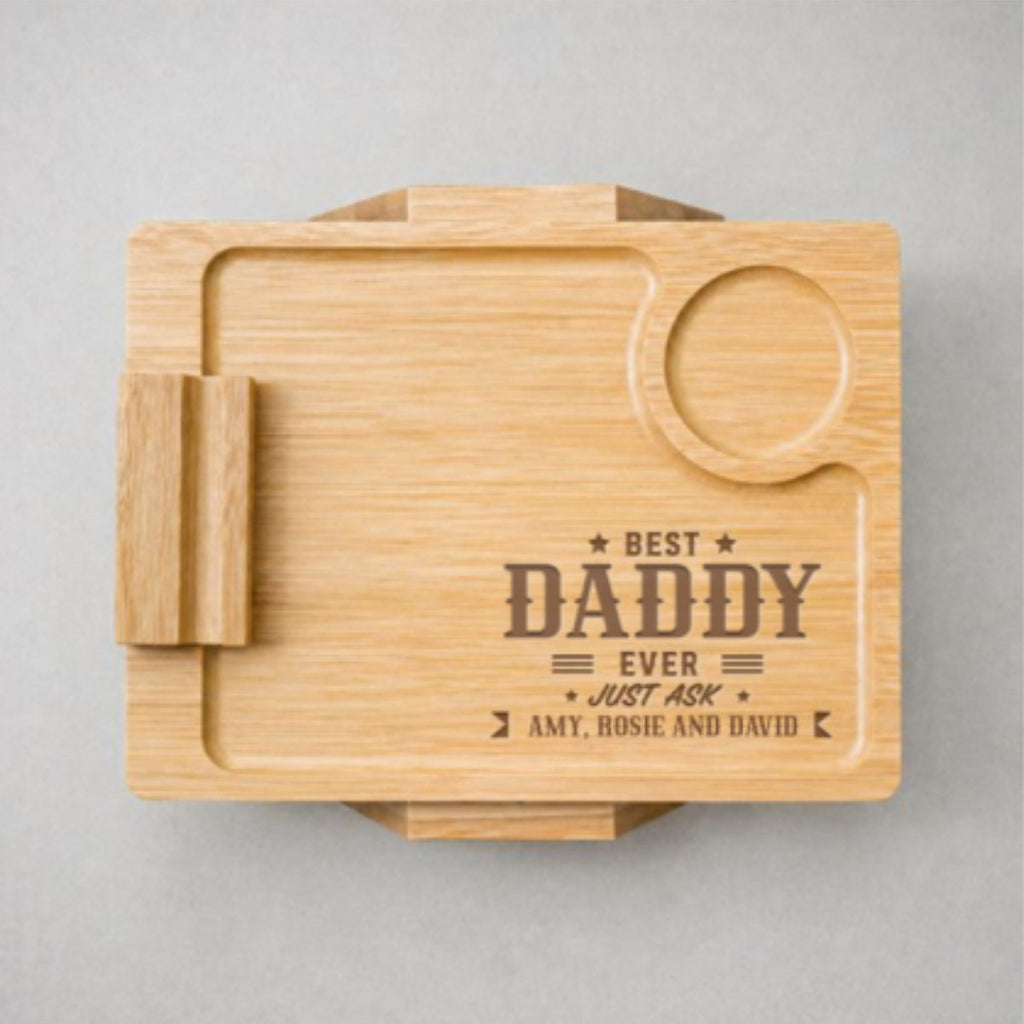 Best Daddy Ever - Personalized Engraved Wooden Couch Arm Table