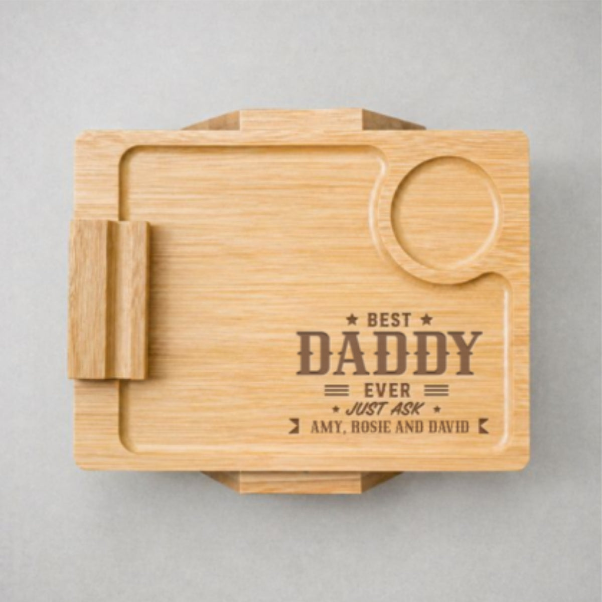 Best Daddy Ever - Personalized Engraved Wooden Couch Arm Table