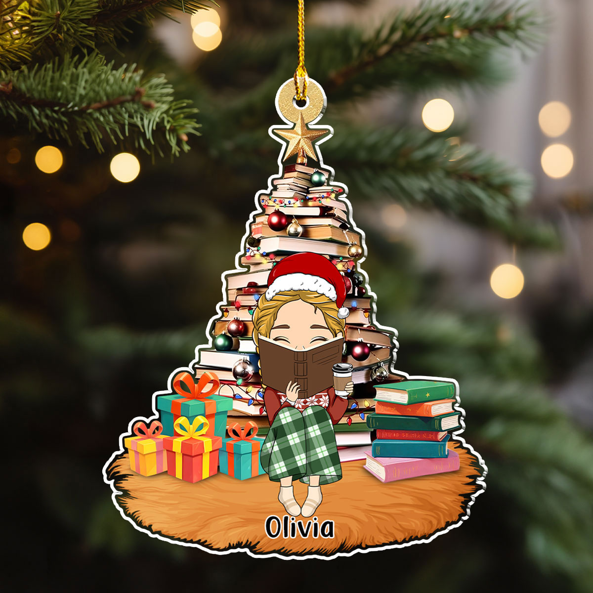 Custom Keepsake Christmas Ornament •  All I Want For Christmas Is A Good Book - Personalized Acrylic Ornament