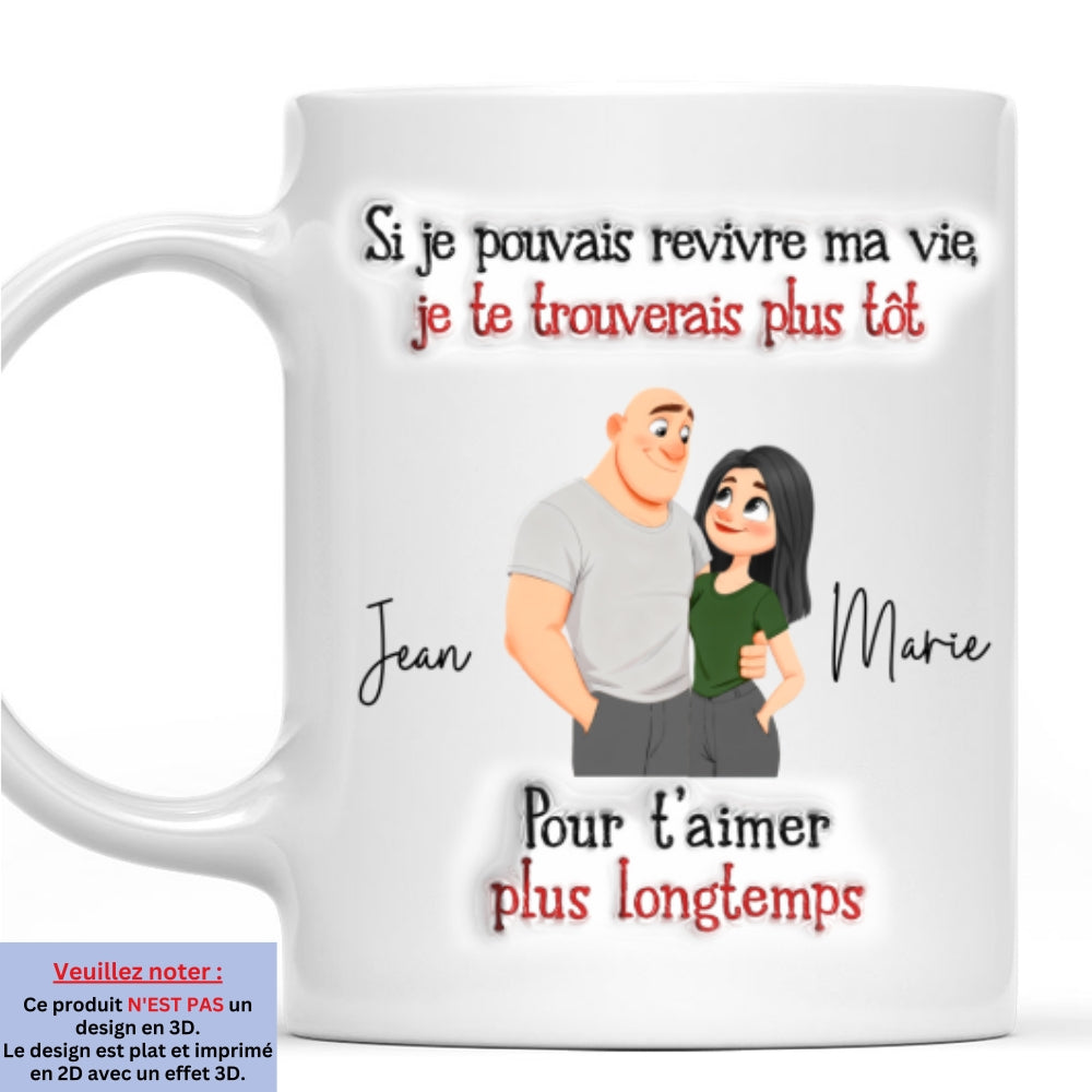 Custom Anniversary Keepsake Gifts For Couple • Je t’aime tellement – Mug personnalisé avec effet 3D gonflé