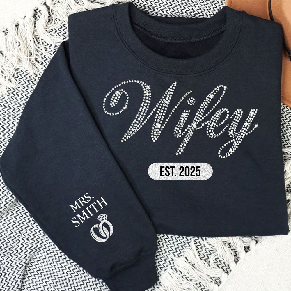 Wifey Est Anniversary Wedding Gifts For Him And Her - Personalized Sweatshirt
