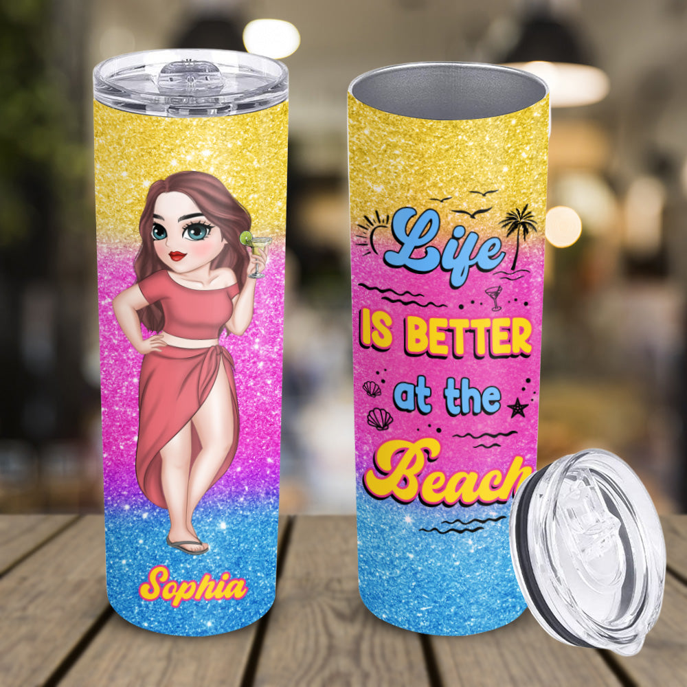 Better At The Beach - Personalized Skinny Tumbler