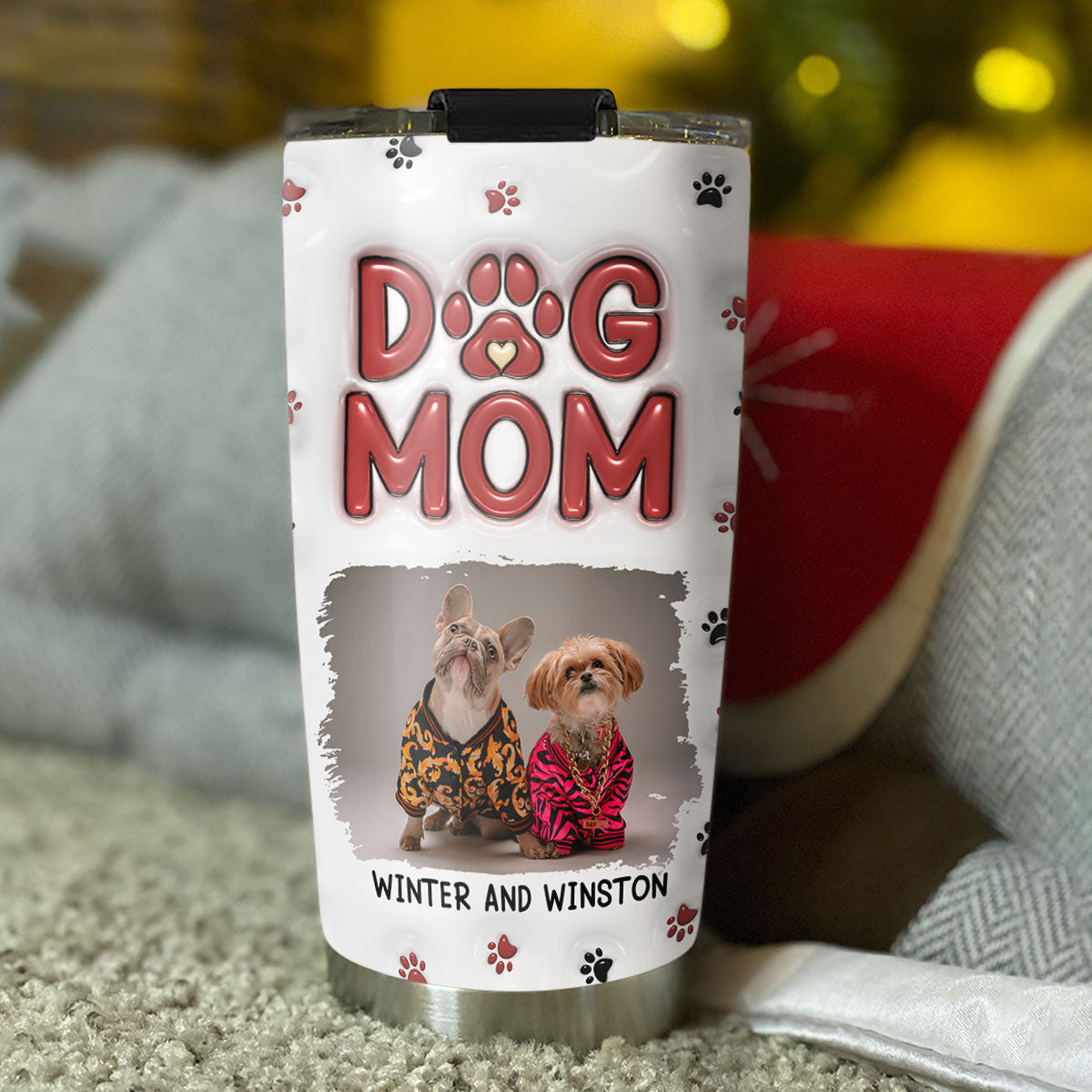 Lovely Dog Mom Photo - Personalized 3D Inflated Effect Tumbler