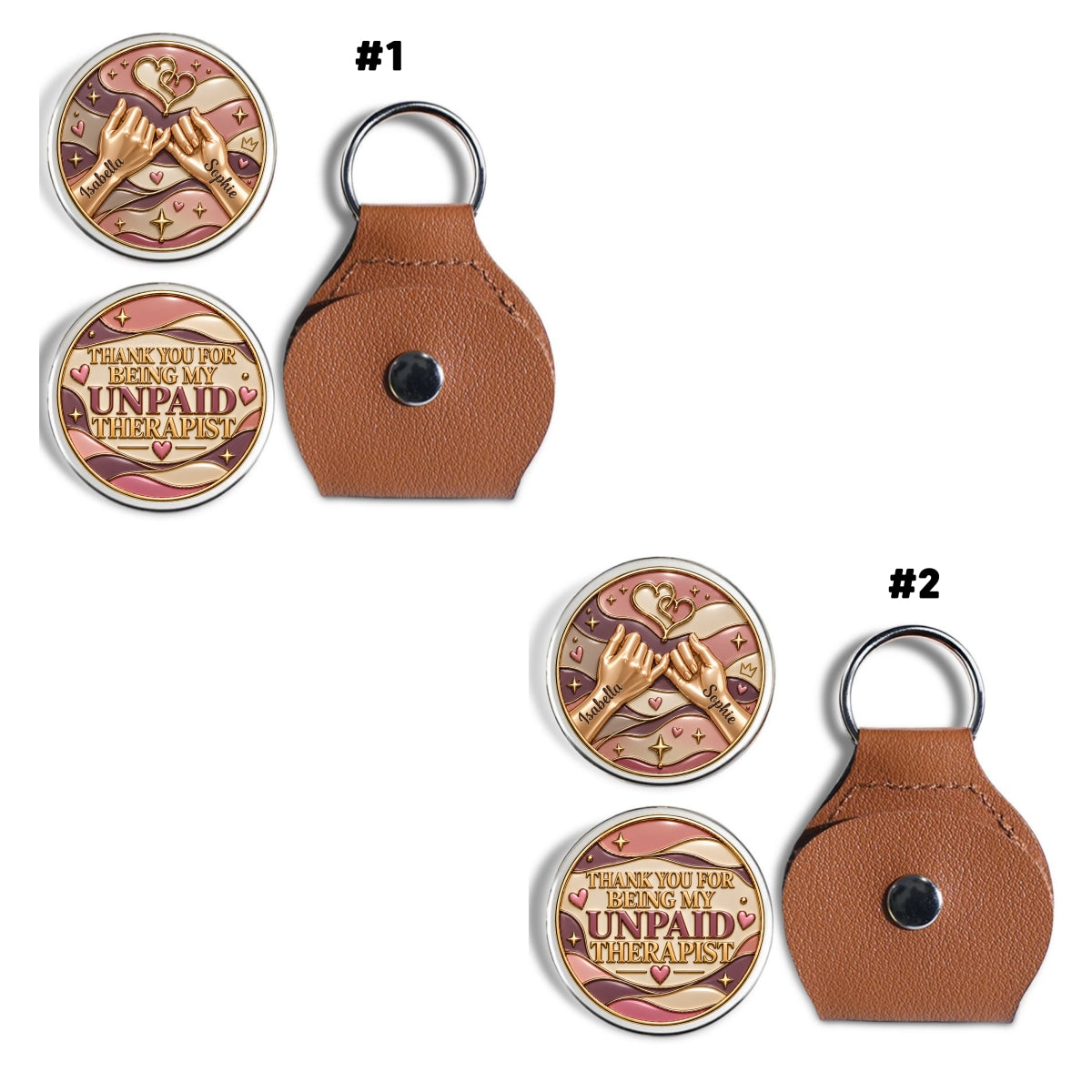 Custom Sister Siblings Coin Keychain, Christmas Birthday Gifts • Thank You For Being My Unpaid - Personalized 3D Printing Pocket Hug